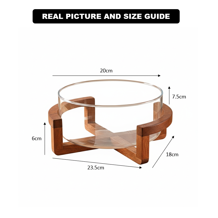 Classy Glass Serving Bowl with Wood Stand