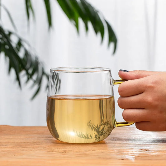 4-Pcs Glass Mugs with Colorful Handles