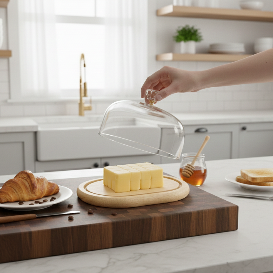 Wooden Butter Dish with Acrylic Lid
