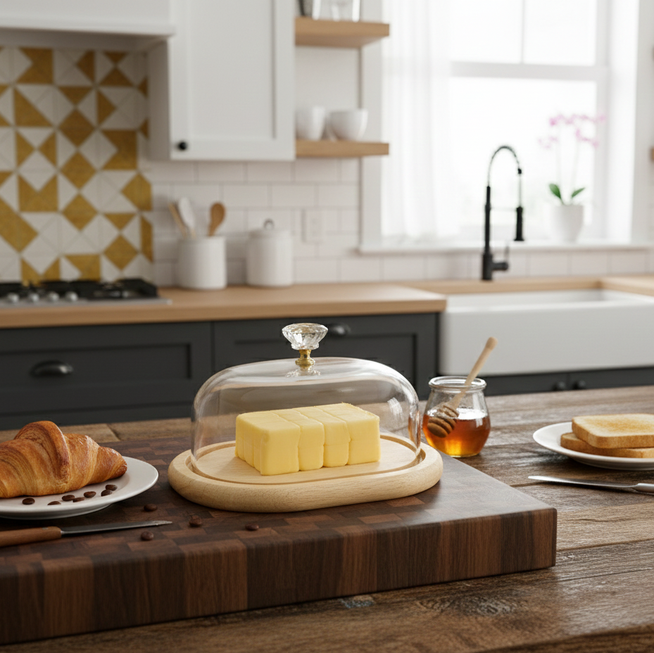 Wooden Butter Dish with Acrylic Lid