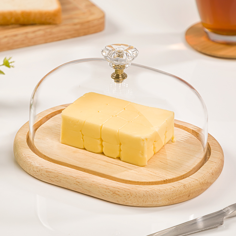 Wooden Butter Dish with Acrylic Lid