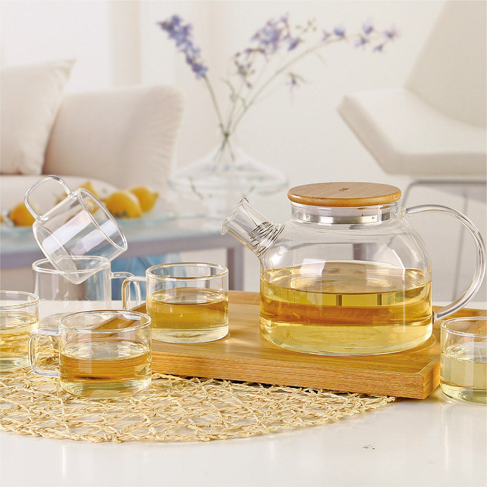 Elegance Glass Set with Wooden Tray