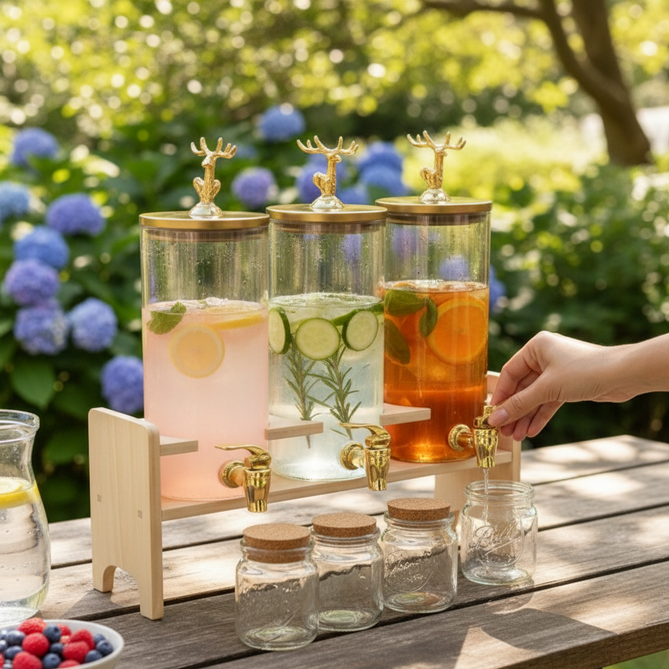 Topped Dispenser with Airtight Lid and Stand – 3-Piece