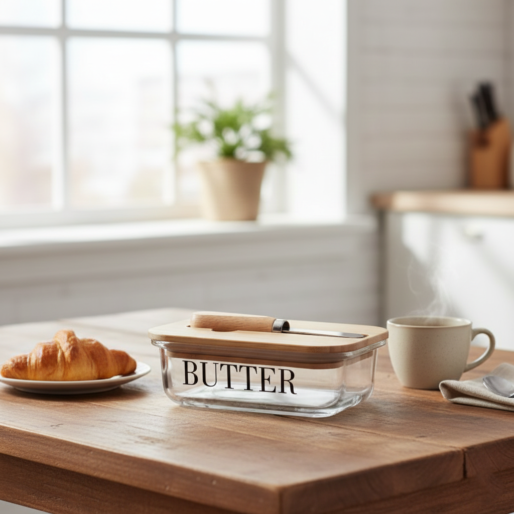 Rectangular Butter Keeper with Lid & Knife