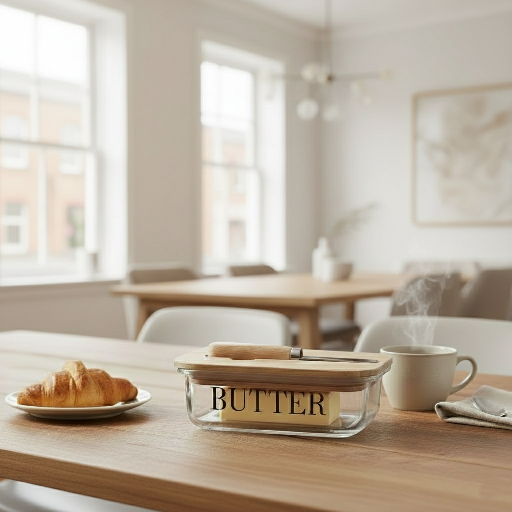 Rectangular Butter Keeper with Lid & Knife