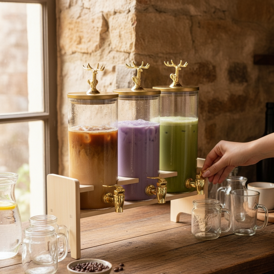 Topped Dispenser with Airtight Lid and Stand – 3-Piece