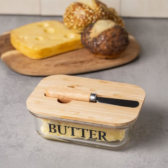 Rectangular Butter Keeper with Lid & Knife