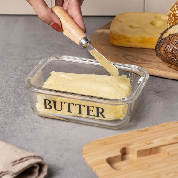 Rectangular Butter Keeper with Lid & Knife